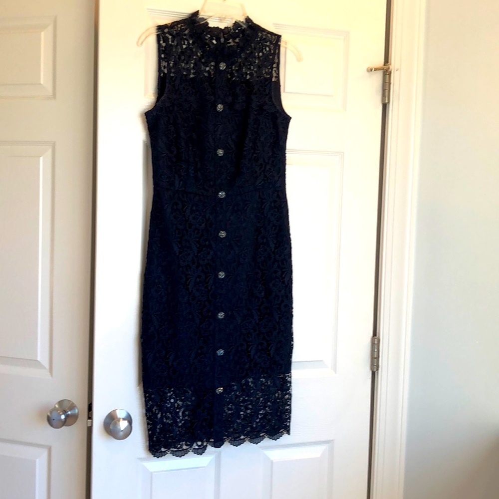JCrew midi sleeveless dress size 2. Lace with jeweled buttons.
